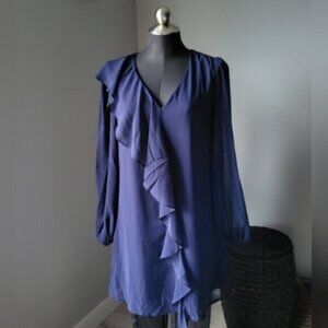 ANGEL EYE Blue Chiffon Retro 70s  Mini Dress Sz 6 NWT